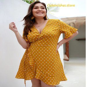 Size 16 Short Sleeve High Waist Wrap Dress